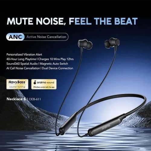 Oraimo Necklace 5 – 30Db Active Noise Cancellation & Call Vibration Wireless Neckband Earphones thumbnail 3