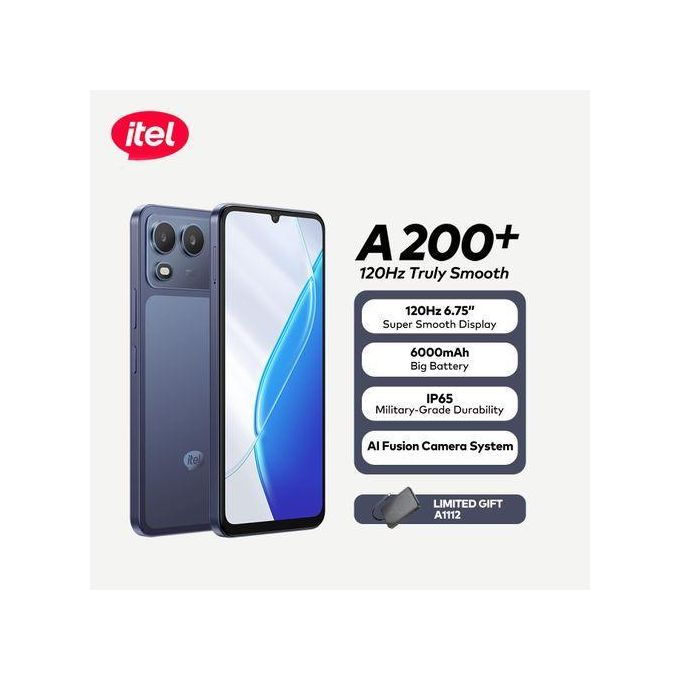 Itel A200+ — 6.75" 120Hz Display, 128Gb Rom, 3Gb Ram, 6000Mah Battery (Ai Fusion Camera, 4G Dual Sim) thumbnail 2