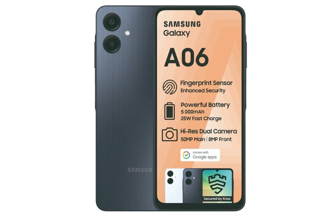 Samsung Galaxy A06 — 6.7" Hd+ Display, 64Gb Rom, 4Gb Ram, 50Mp Main Camera, Side Fingerprint, 5000Mah Battery (Dual Sim)
