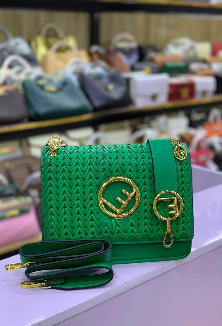 Woven Leather Flap Shoulder & Crossbody Bag With Circular Metallic Emblem Clasp thumbnail 3