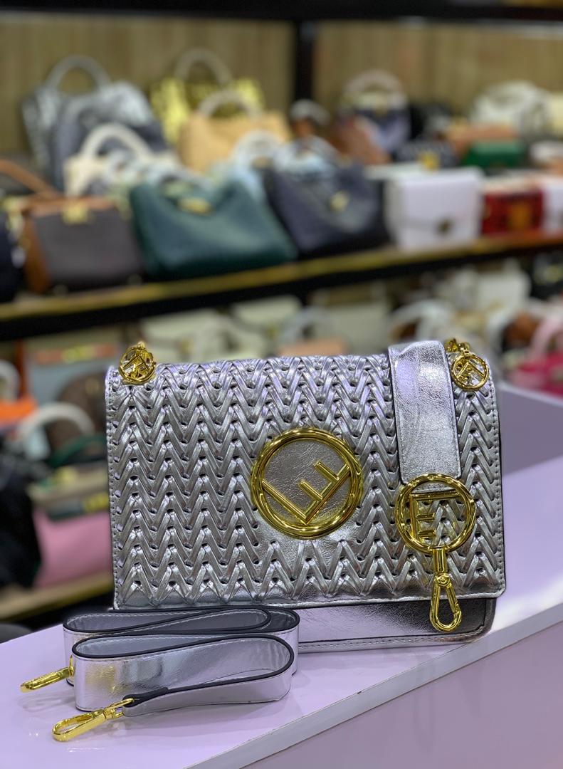 Woven Leather Flap Shoulder & Crossbody Bag With Circular Metallic Emblem Clasp thumbnail 5