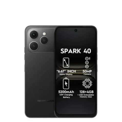 Tecno Spark 40 — 6.67" 120Hz Display, 4Gb Ram, 128Gb Rom, 50Mp Camera, 5200Mah Battery