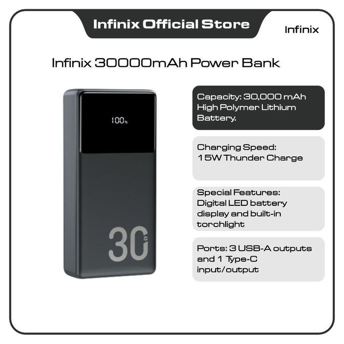 Infinix 30000Mah Power Bank (Xp30 Xpower 30, Black) thumbnail 2