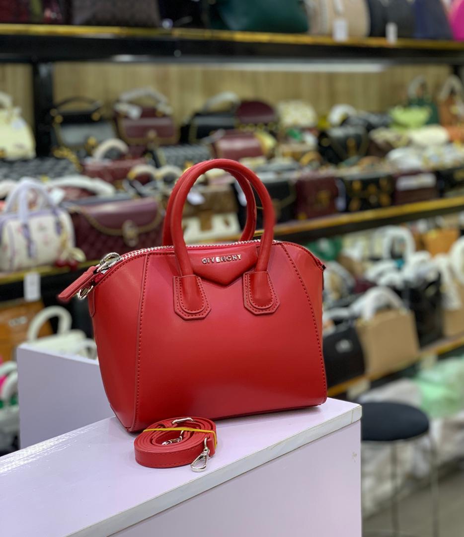 Givenchy Antigona Style Mini Structured Leather Satchel & Crossbody Handbag - Bold Red