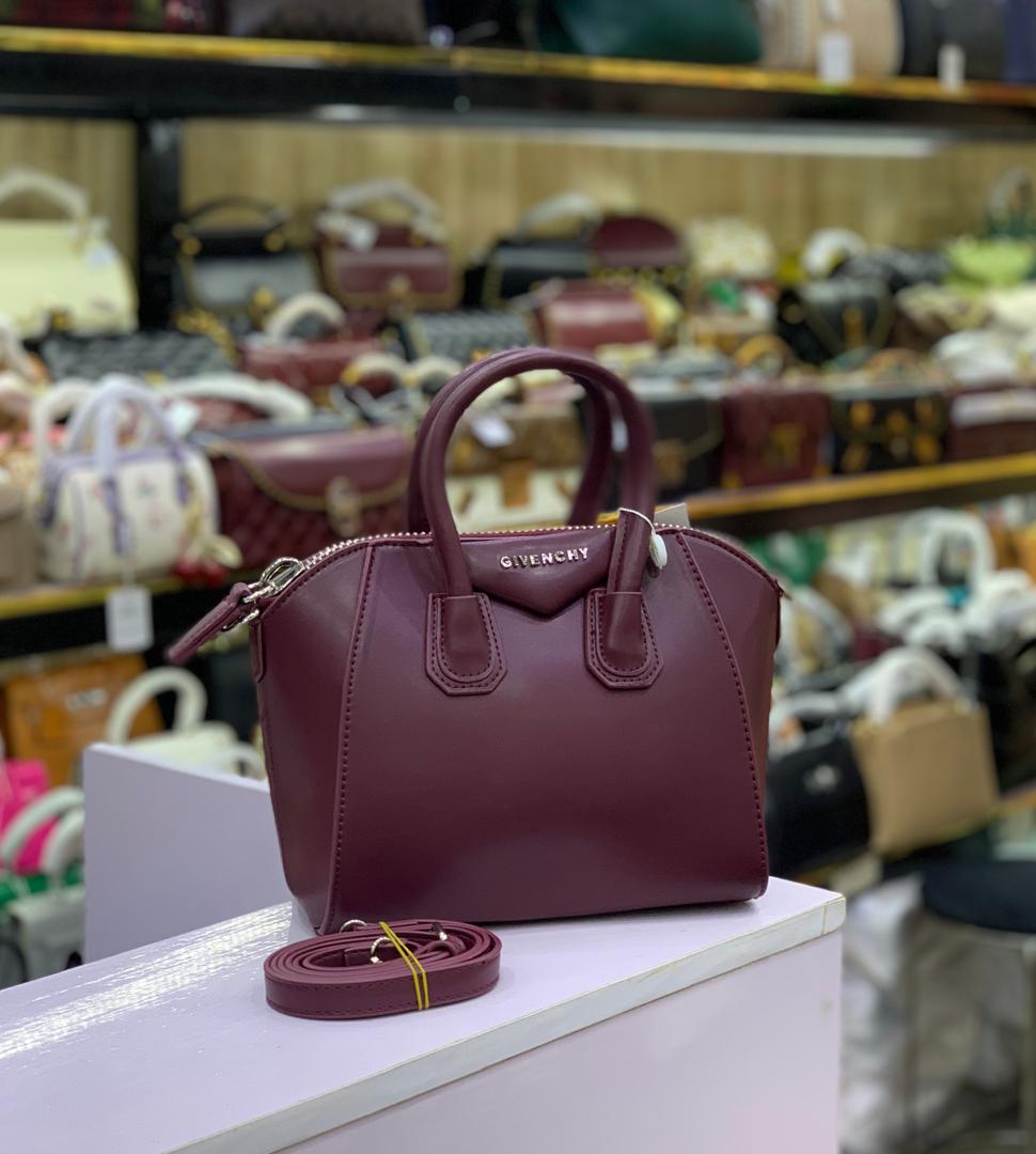Givenchy Antigona Style Mini Structured Leather Satchel & Crossbody Handbag - Deep Burgundy / Wine
