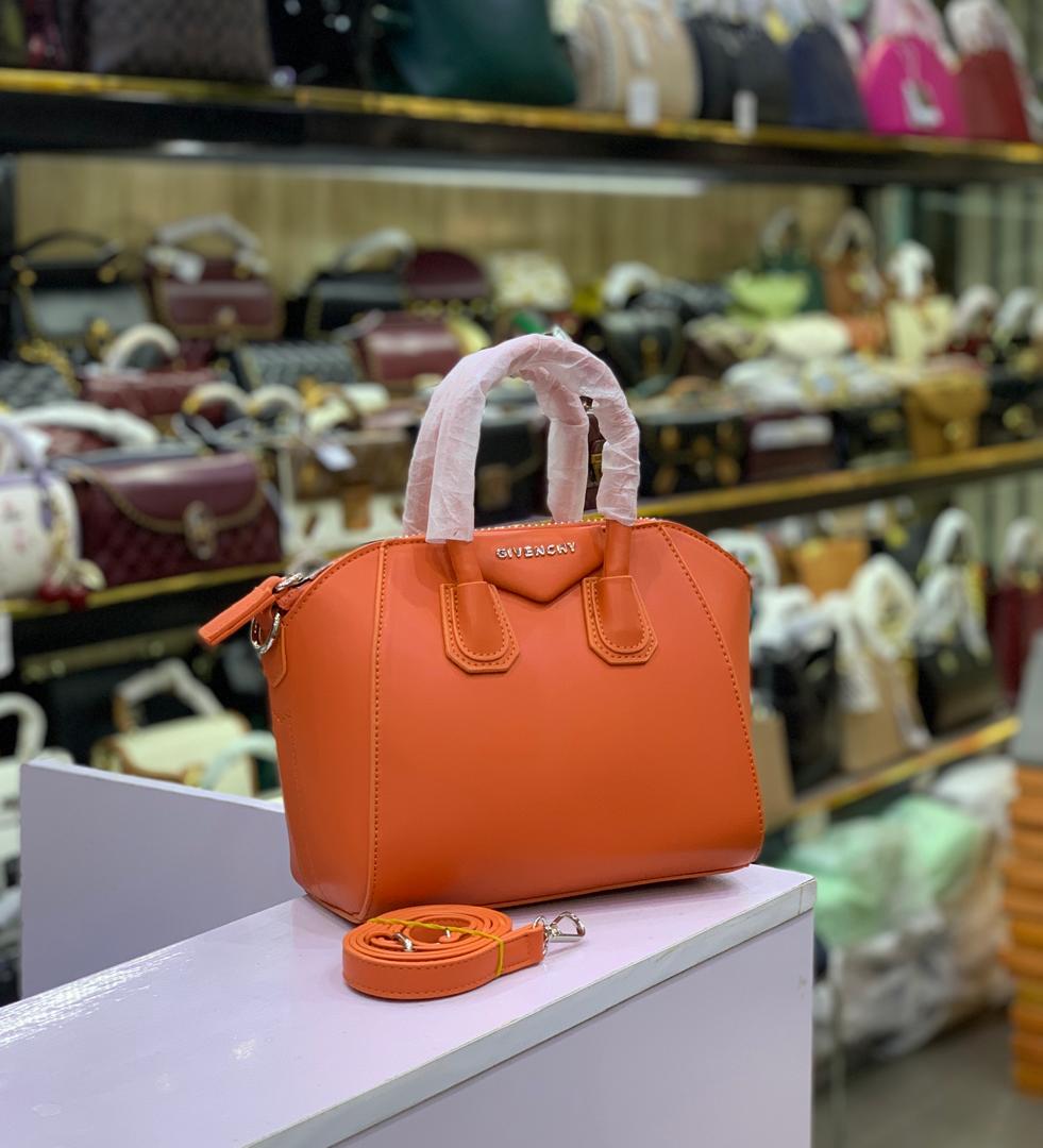 Givenchy Antigona Style Mini Structured Leather Satchel & Crossbody Handbag - Bright Orange