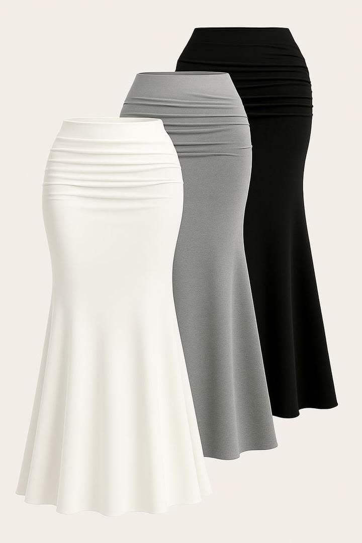 Women's Ruched High-Waist Mermaid Maxi Skirt