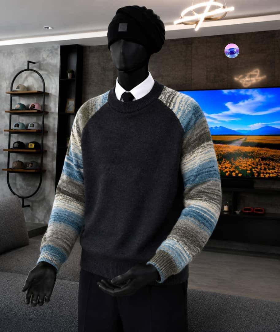 Men's Casual Crewneck Knit Sweaters - Charcoal Space-Dye Raglan