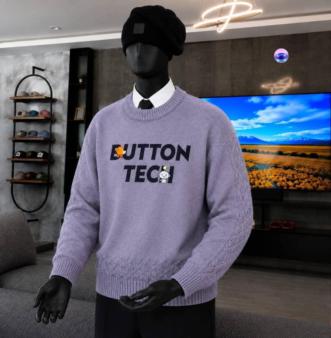 Men's Casual Crewneck Knit Sweaters - Dusty Lavender Graphic