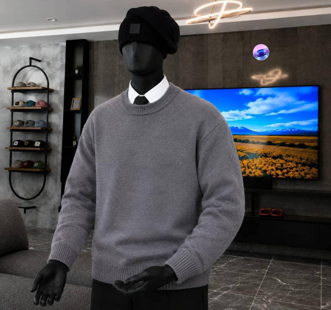 Men's Casual Crewneck Knit Sweaters - Classic Heather Grey