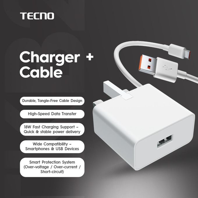 Tecno Original Fast Charger And Data Cable Combo thumbnail 2