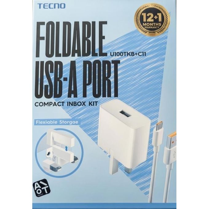 Tecno Original Fast Charger And Data Cable Combo