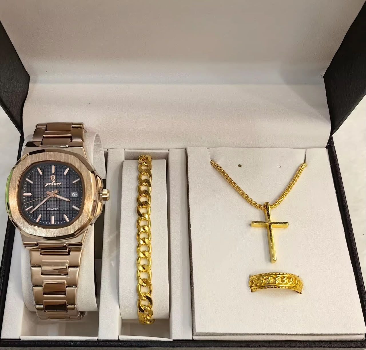 Men's Gohnos Classic Watch & Jewelry Gift Set - Rose Gold