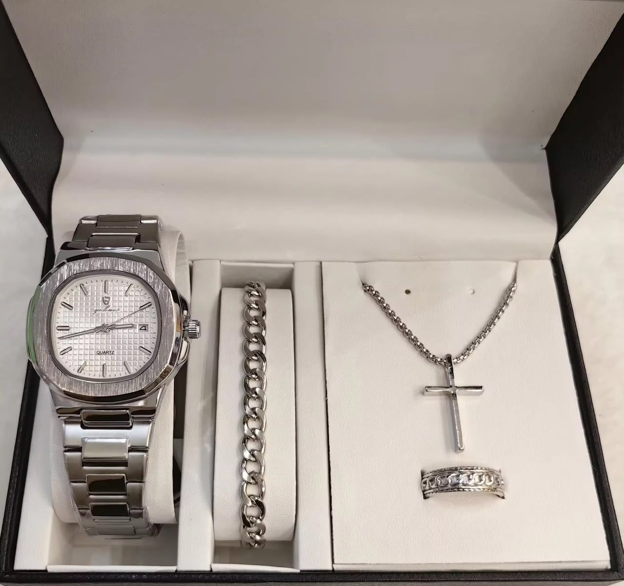 Men's Gohnos Classic Watch & Jewelry Gift Set - Silver Tone