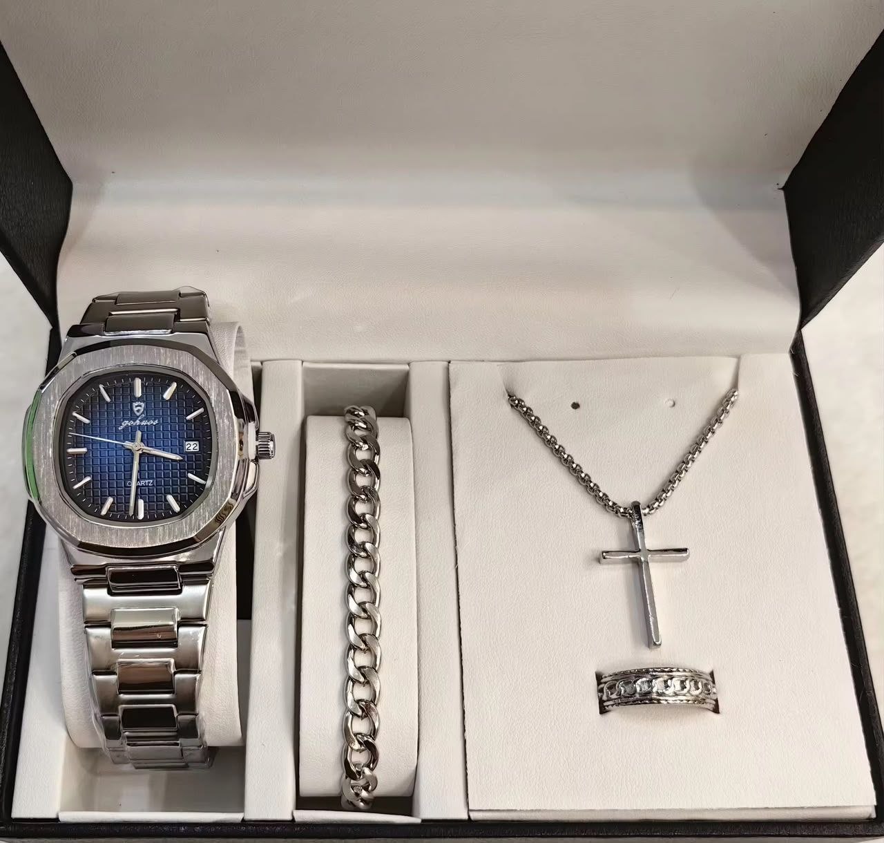 Men's Gohnos Classic Watch & Jewelry Gift Set - Multi-Dial (Blue)
