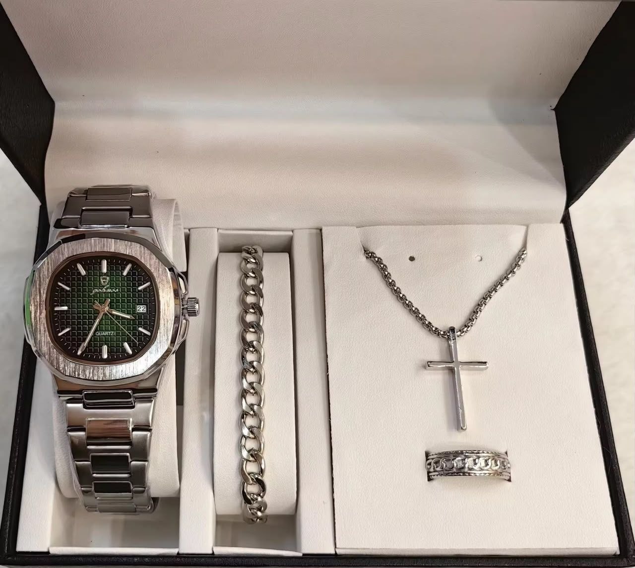 Men's Gohnos Classic Watch & Jewelry Gift Set - Multi-Dial (Green)
