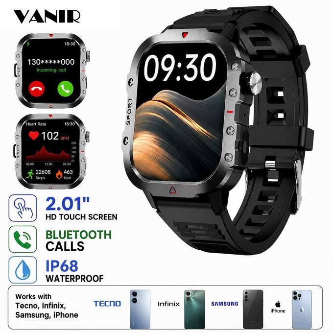 Vanir Amoled Smart Watch (2.01-Inch Screen, Bluetooth Calling, Ip68 Waterproof)