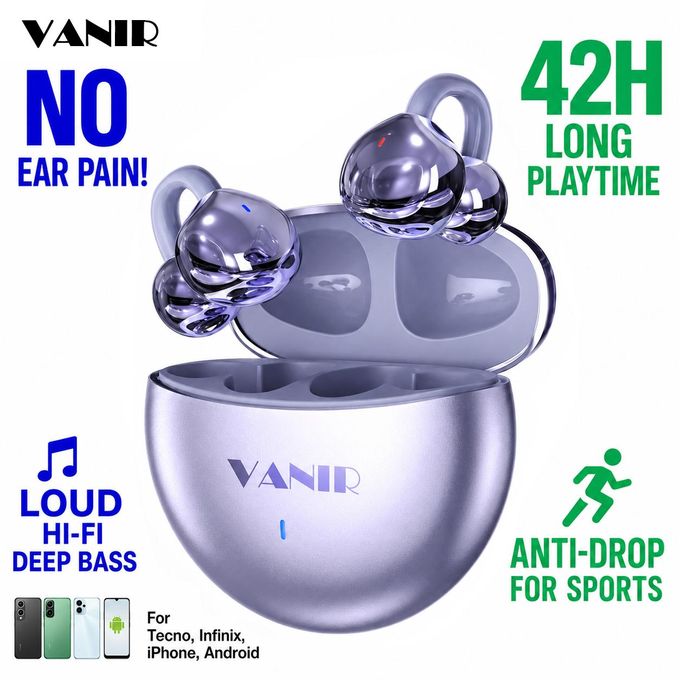 Vanir C-Shape Clip-On Wireless Earphones (Bluetooth 5.4 Open-Ear Headset)