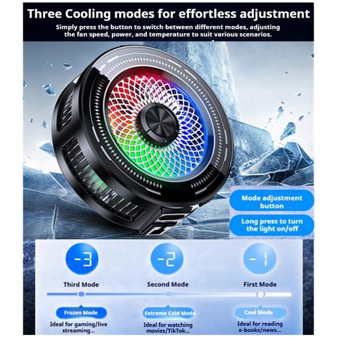 Ice Frost Fast Rechargeable Semiconductor Phone Cooler (3 Cooling Modes, 2-In-1 Magnetic Clip & Universal Adapter) thumbnail 4