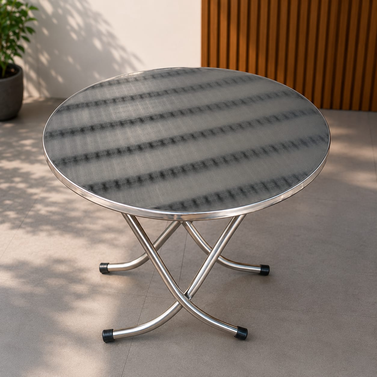 Premium Foldable Stainless Steel Round Dining & Bistro Table