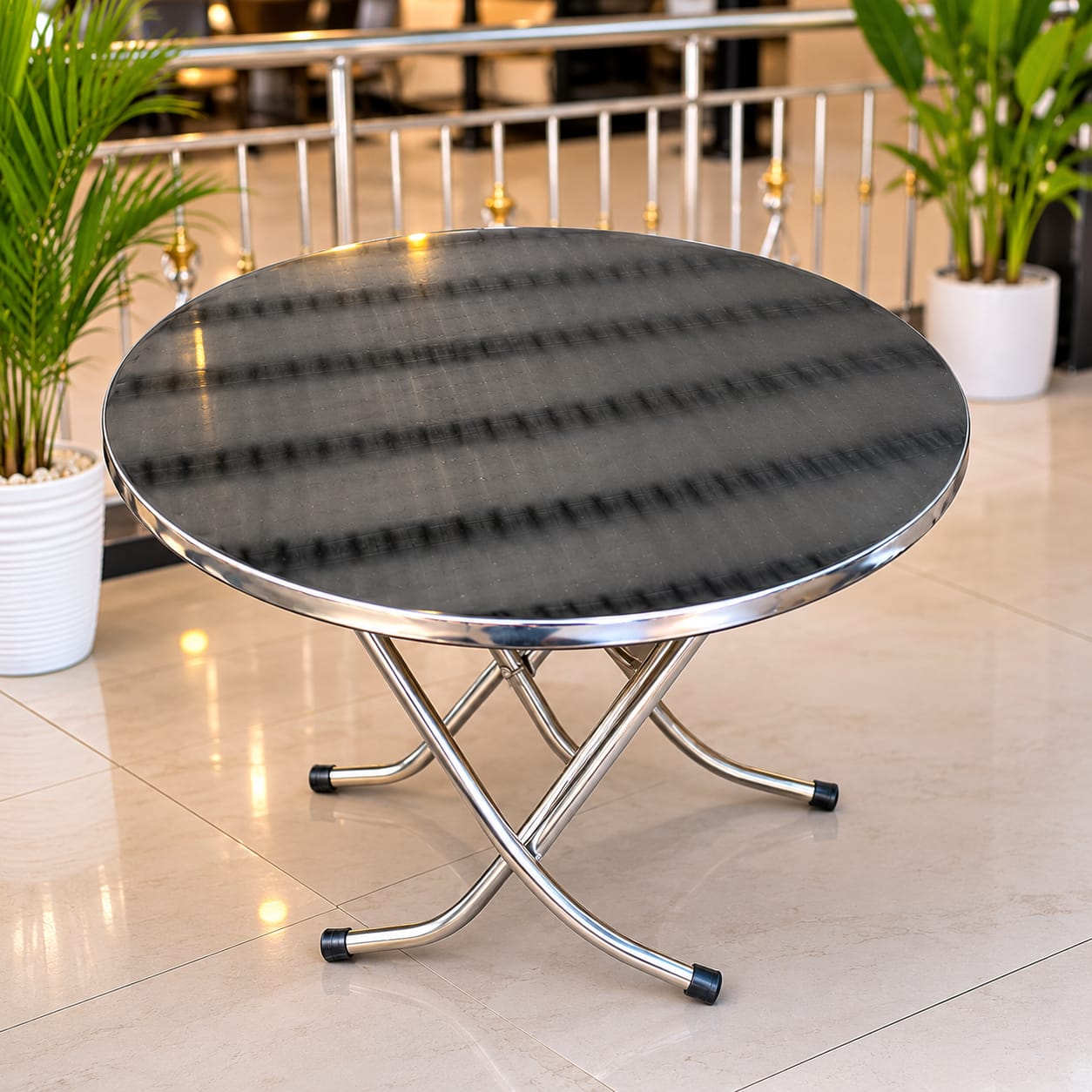 Premium Foldable Stainless Steel Round Dining & Bistro Table thumbnail 3