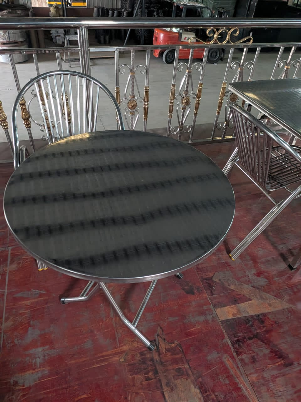 Premium Foldable Stainless Steel Round Dining & Bistro Table thumbnail 2