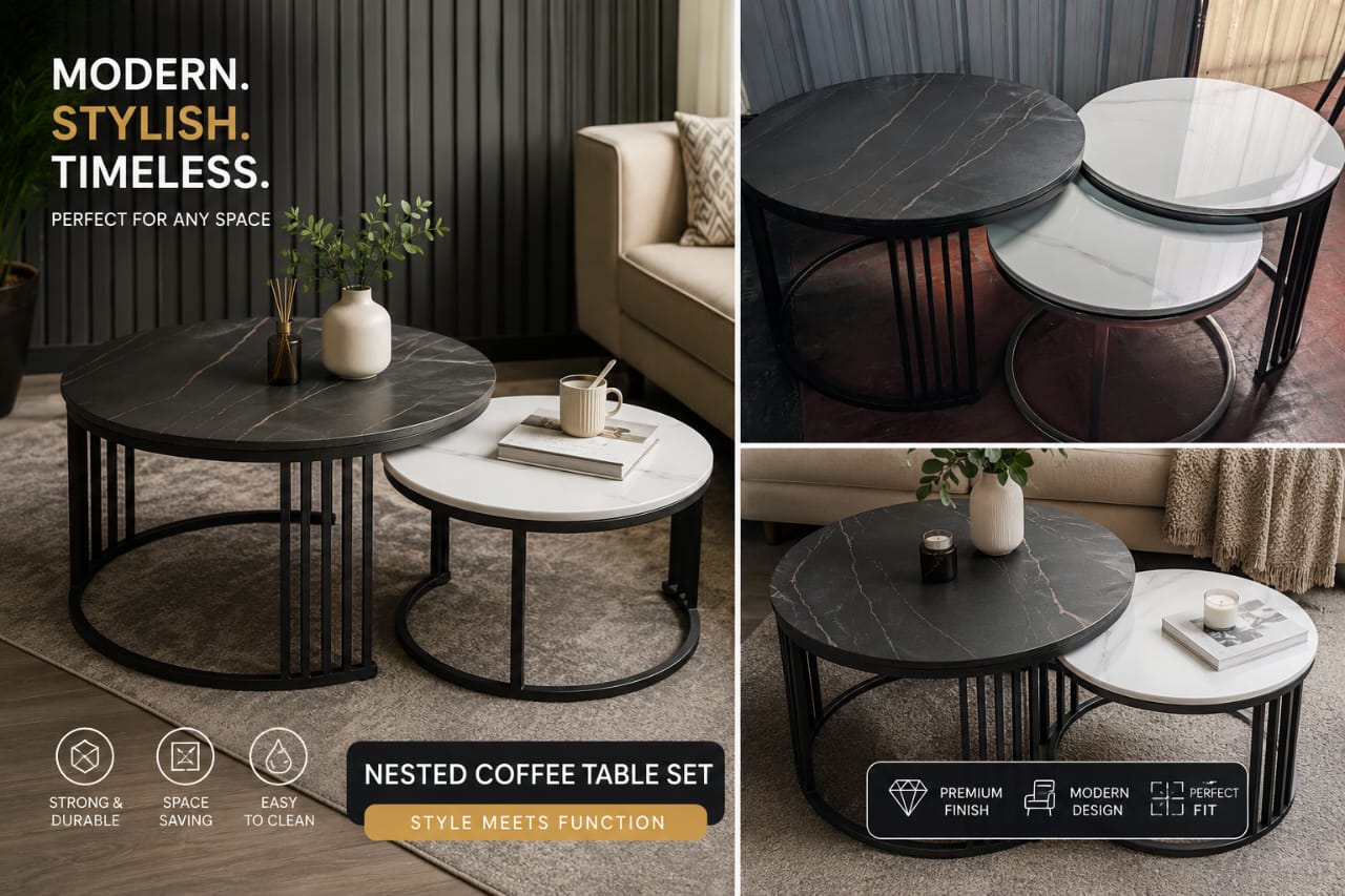 3-Piece Nesting Coffee Table Set thumbnail 2