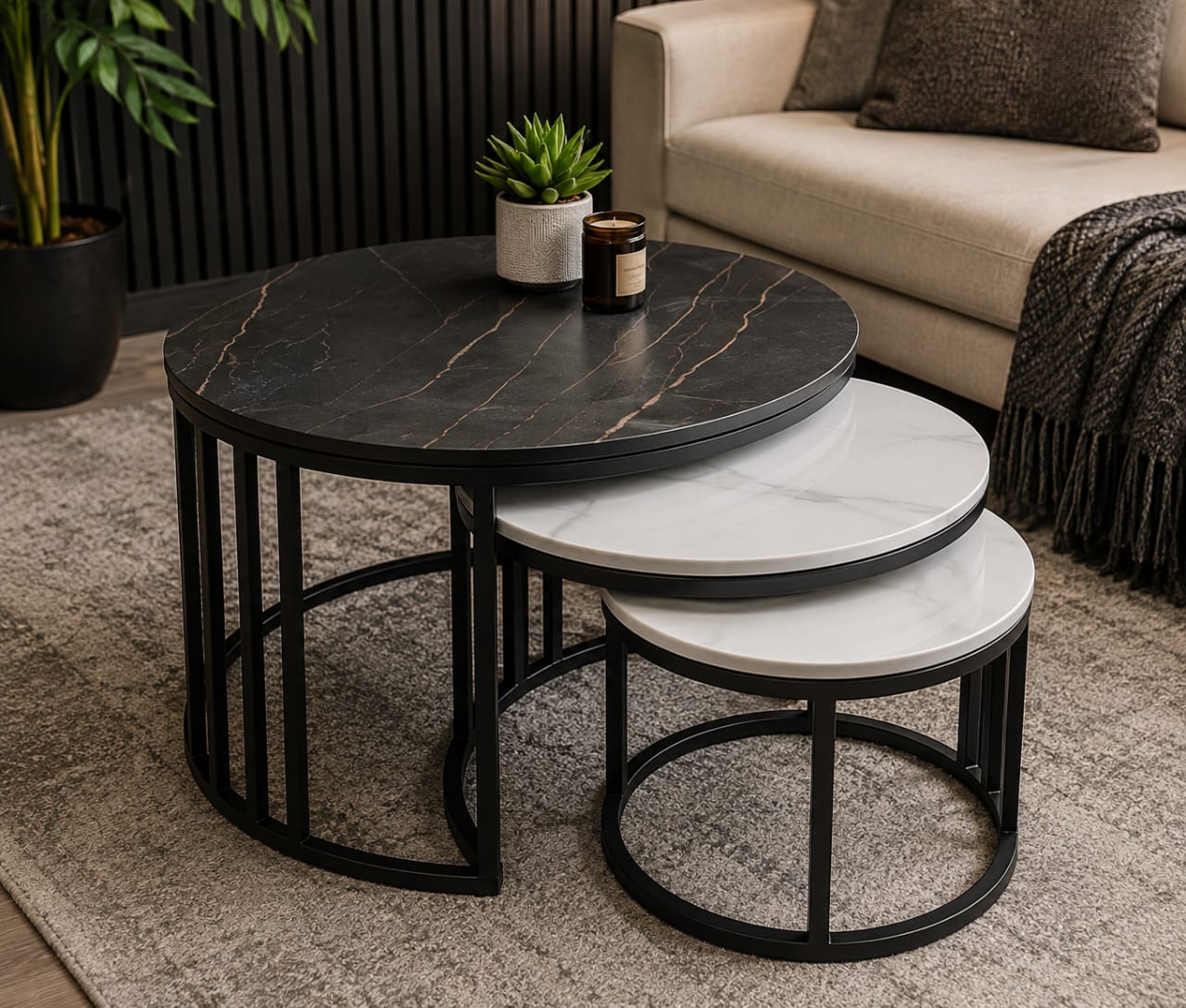 3-Piece Nesting Coffee Table Set thumbnail 3