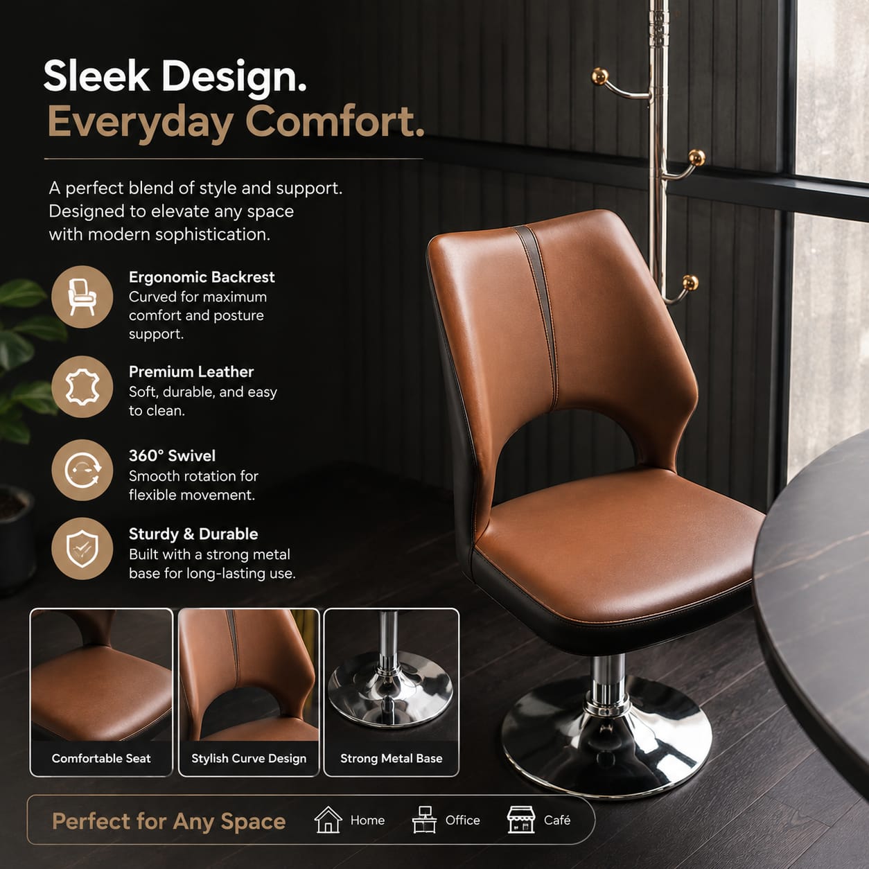 Modern Ergonomic Swivel Accent Chair thumbnail 4
