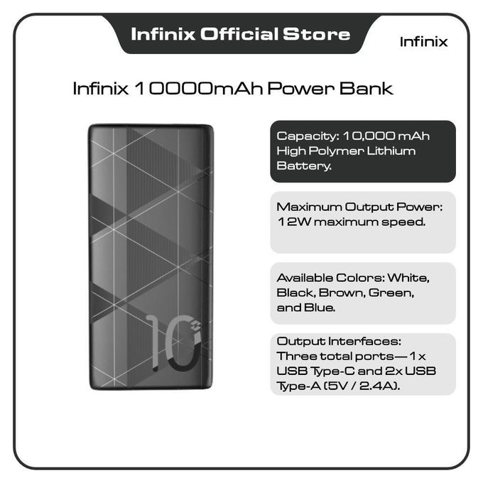 Infinix 10000Mah Power Bank (Xpower 10 Go / Xp10, Black) thumbnail 4