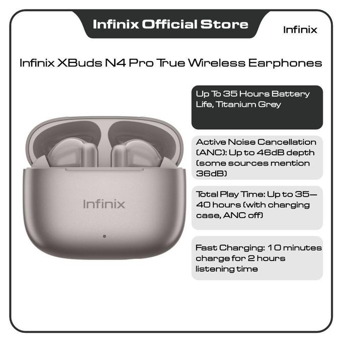 : Infinix Xbuds N4 Pro True Wireless Earphones (Titanium Grey)