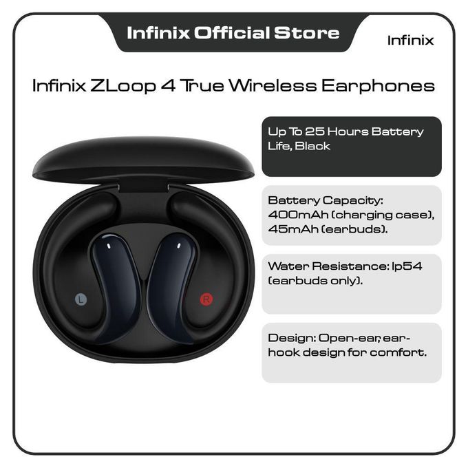Infinix Zloop 4 True Wireless Earphones (Xe04G), Black thumbnail 5