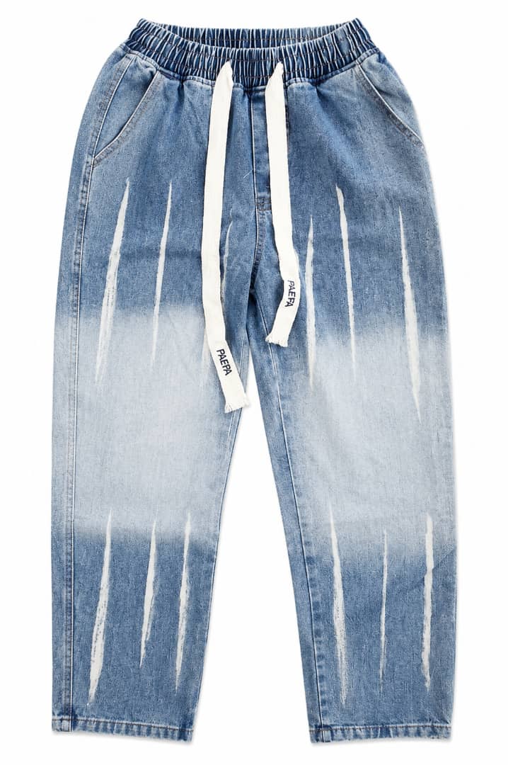 Men’s Double White Stripe Washed Black Jeans