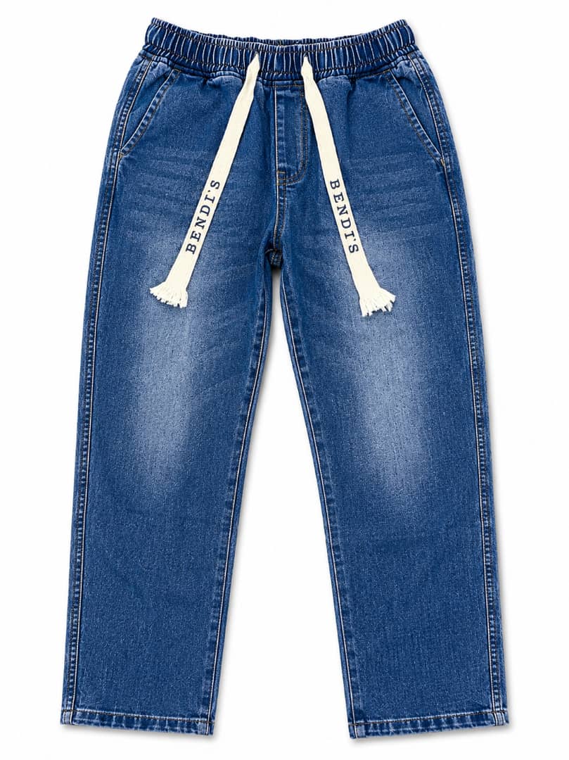Elastic Waist Drawstring Denim Jeans thumbnail 2
