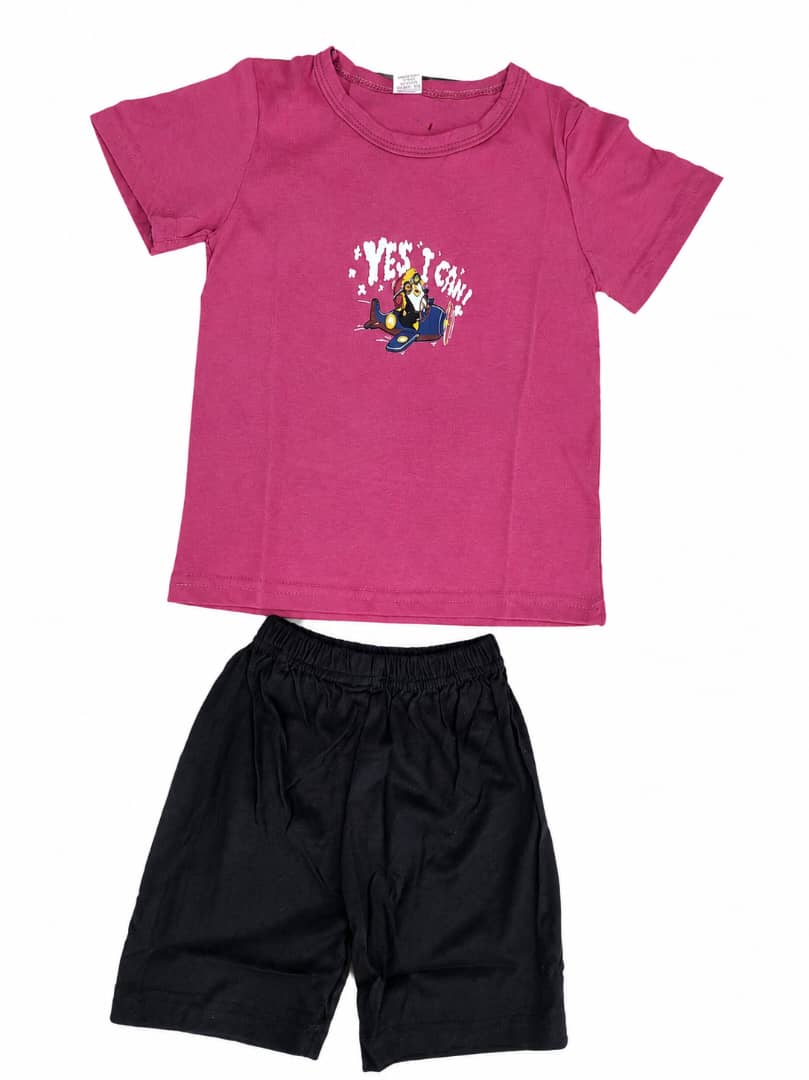 Kids’ 2-Piece Graphic Printed Cotton T-Shirt And Matching Shorts Summer Set thumbnail 2