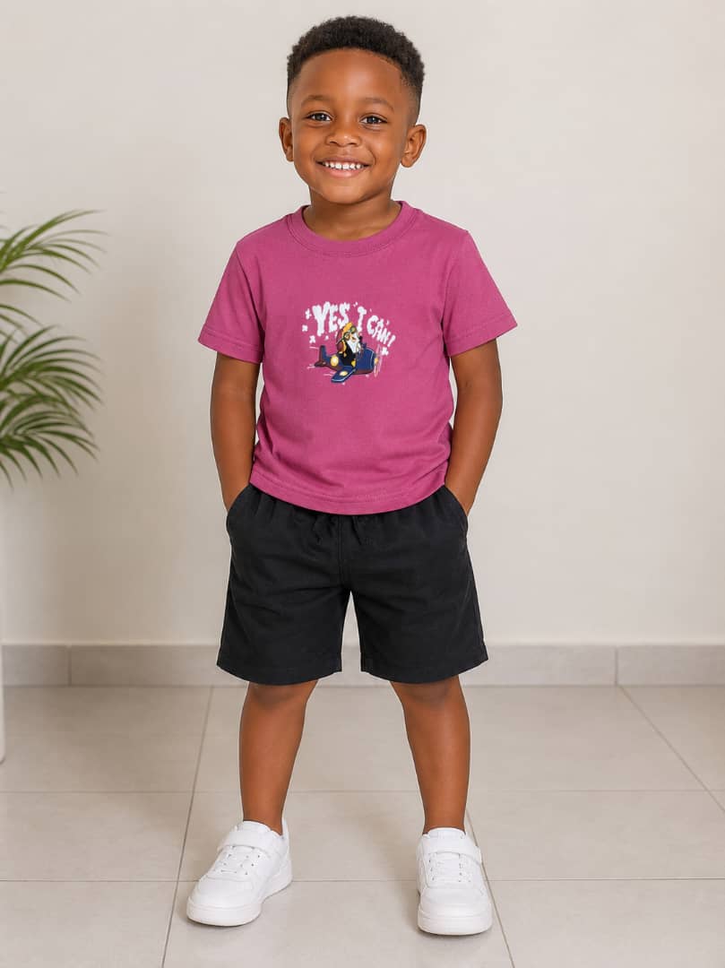 Kids’ 2-Piece Graphic Printed Cotton T-Shirt And Matching Shorts Summer Set