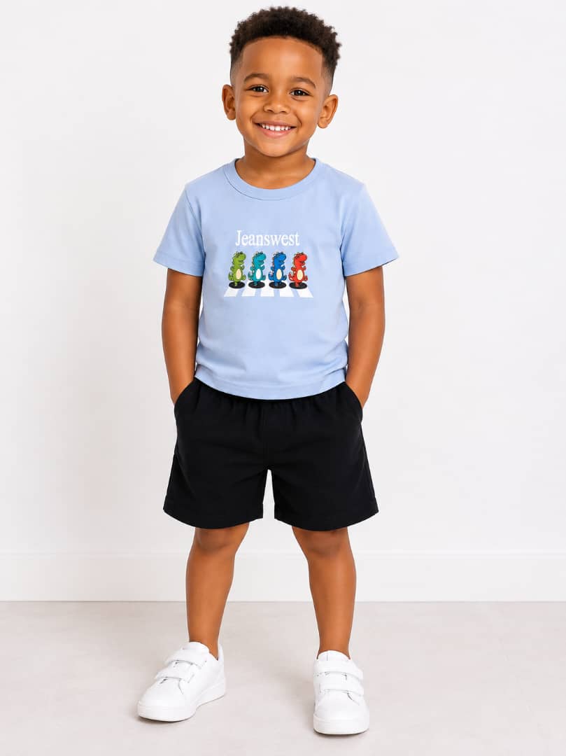 2-Piece Graphic Printed Loungewear Set (Crewneck Tee & Shorts)