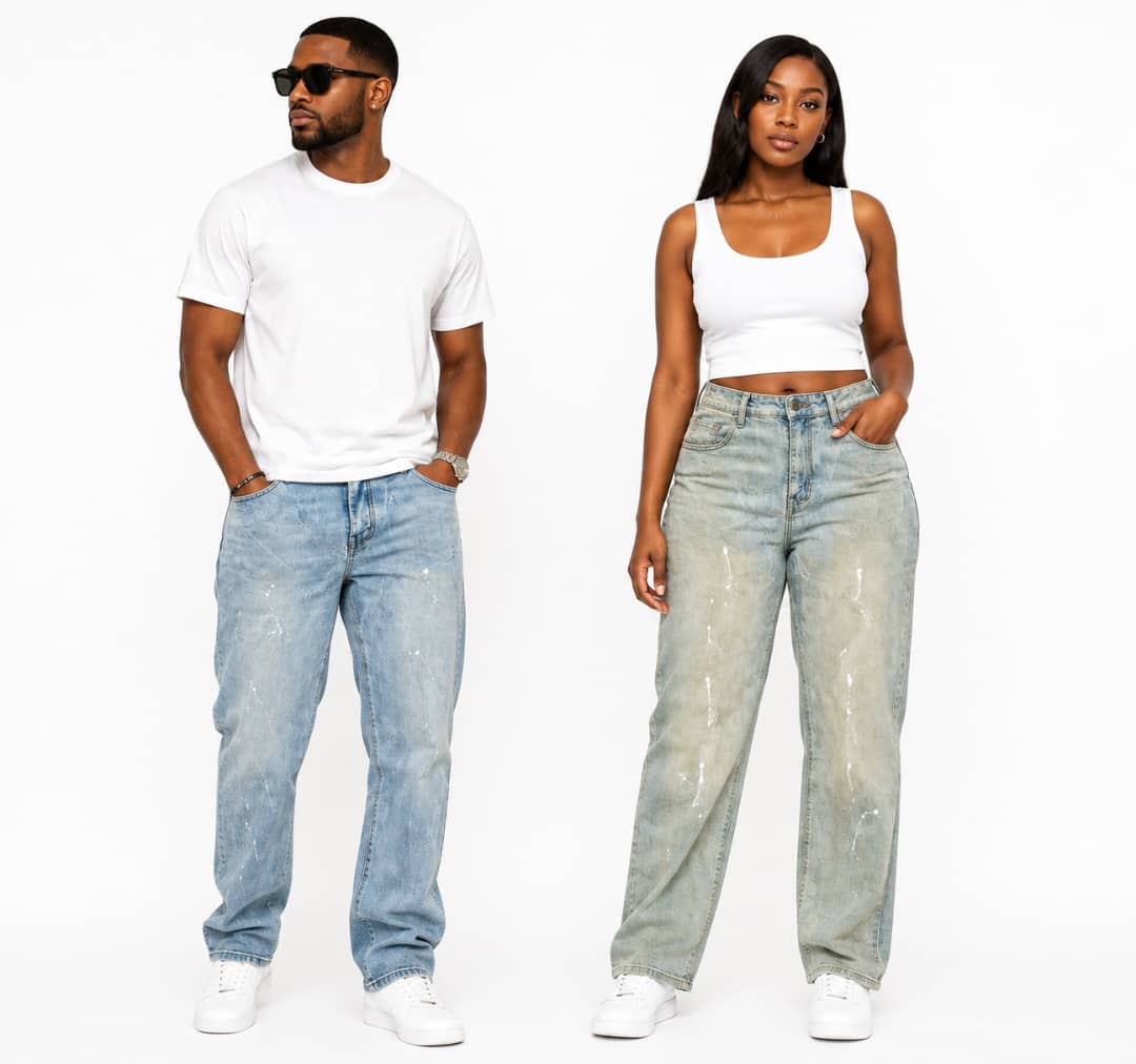 Men’s Casual Loose Fit Bleached Denim
