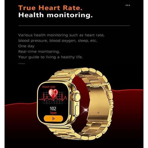 Amoled Smart Watch 2.05" Hd Screen Fitness Tracker Golden Ultra Max - Gold thumbnail 3