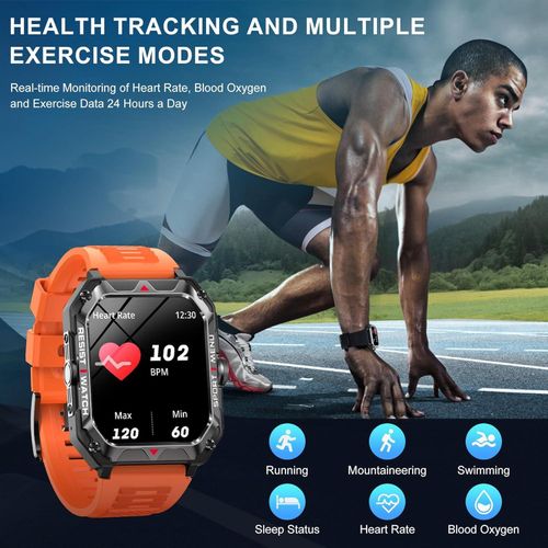 2026 Military Smart Watch - 2.02" Hd Screen Outdoor Tactical Smartwatch - Black / Interchangeable Straps thumbnail 4