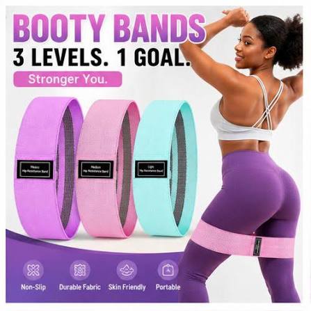 Non-Slip Fabric Yoga Resistance Band & Glute Booty Loop Band thumbnail 2