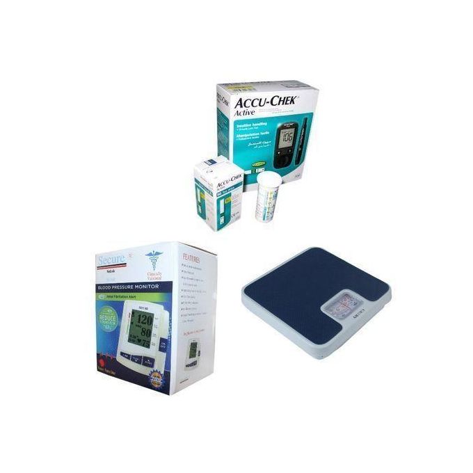Accu-Chek Glucometer + Camry Scale + Secure Blood Pressure Monitor Bundle