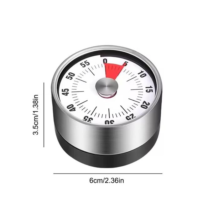 Kitchen Timer For Cooking With Alarm, Mechanical Desk Timer, Chef Clock, Stainless Stee thumbnail 2