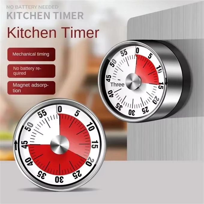 Kitchen Timer For Cooking With Alarm, Mechanical Desk Timer, Chef Clock, Stainless Stee thumbnail 3