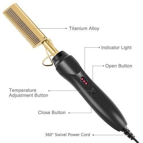 Duo-Color 2-In-1 Electric Hot Comb Brush | Professional Hair Straightener