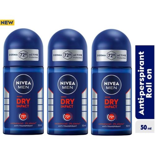 Nivea Dry Impact Roll-On For Men 72H (50Ml Pack Of 3)