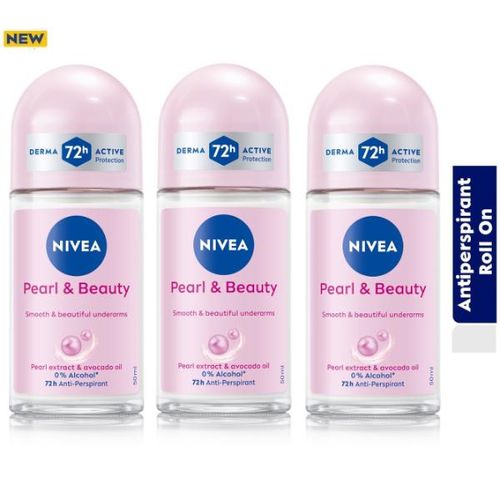 Nivea Pearl & Beauty Roll-On 72H (50Ml Pack Of 3)