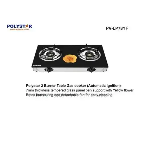 Polystar 2 Burner Auto Ignition Table Gas Cooker thumbnail 2