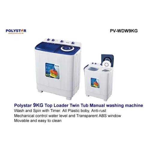 9Kg Twin Tub Manual Washing Machine (Pv-Wdw9Kg)