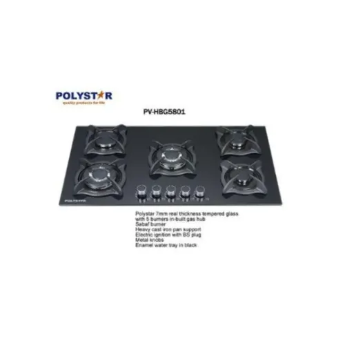 90Cm Polystar Dual Function Range Hood Heat Extractor And 5 Burner Glass Inbuilt Gas Hub Cooker thumbnail 3